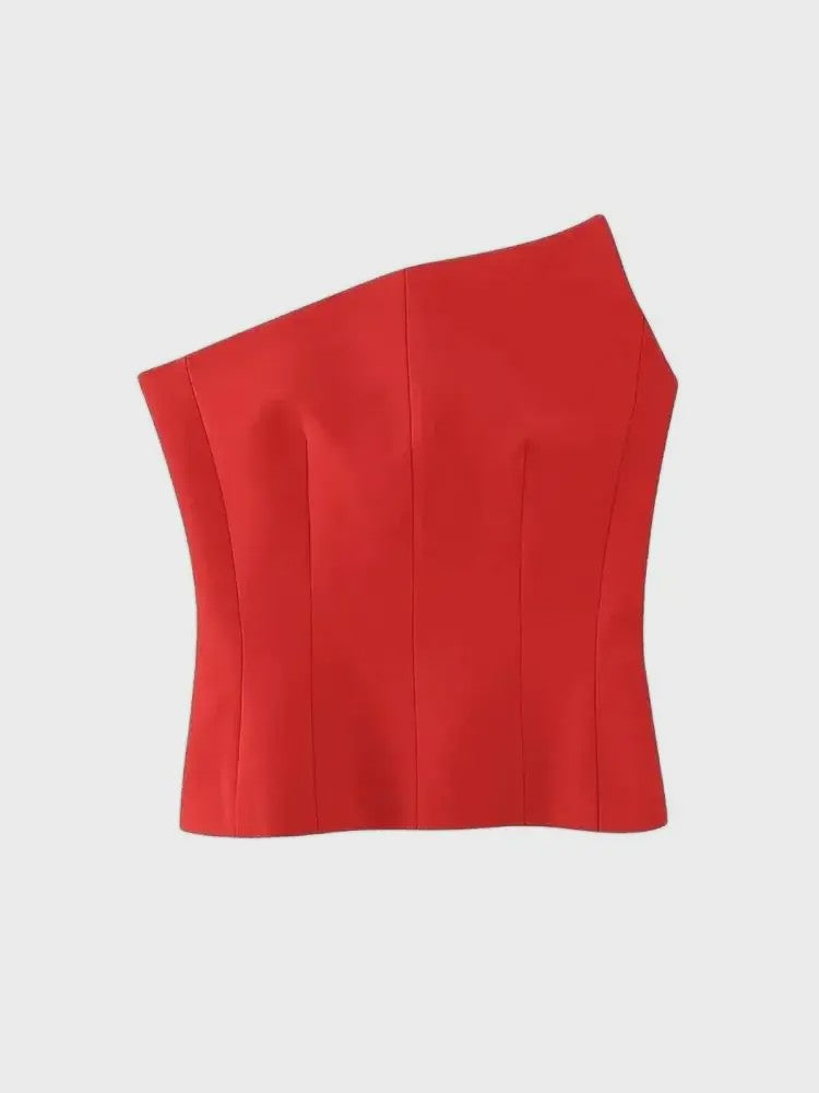 Asymmetrische Dames Bustier Top - Sexy Backless Design met Ritssluiting aan de Zijkant