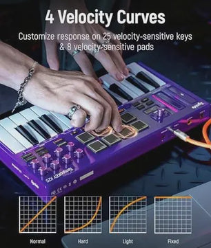 Synido Tempokey K25 USB MIDI Keyboard Controller met Drum Pads en OLED Scherm