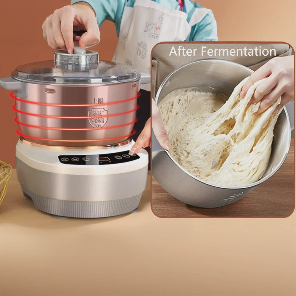 Professionele Deegmenger & Rijsmachine met Fermentatie - 5L/7L Roestvrij Staal