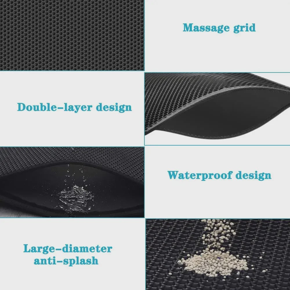 Dubbellaags Kattenbakmat - Waterdicht EVA, Vangt Grit op, Makkelijk Schoon te Maken