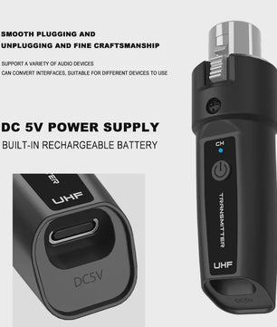 Draadloos UHF XLR Microfoon Systeem: Zender & Ontvanger voor Mixers, Gitaren & Meer
