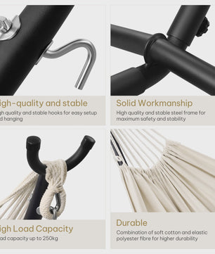 Draagbare Dubbele Hangmat met Onderstel - 250kg Capaciteit voor 2 Personen - Outdoor & Camping