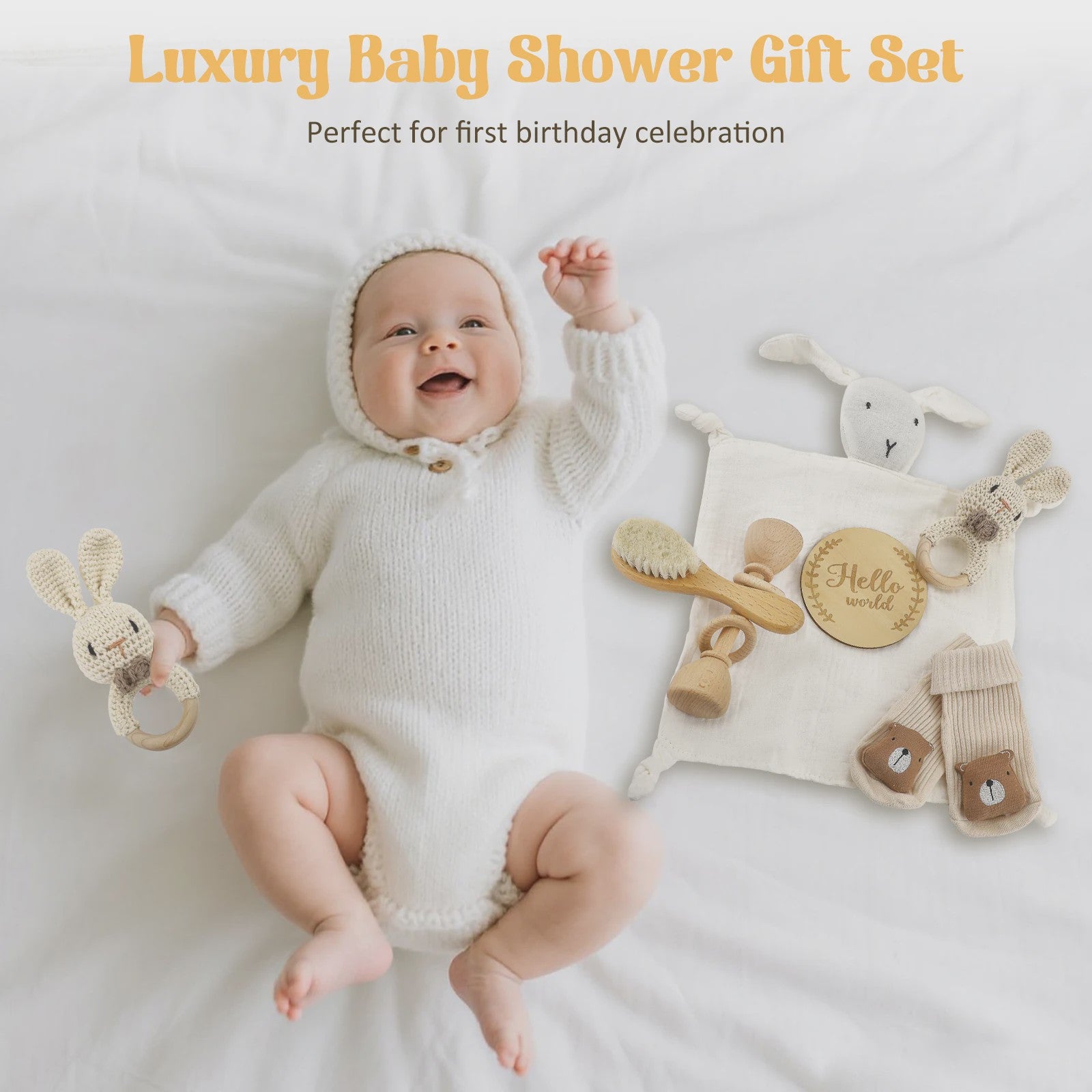 Rabbit Baby Comforter Blanket Soft Appease Towel Baby Rattle Animals Toys Soothe Reassure Sleeping Towel Lathe Hanging Toddler