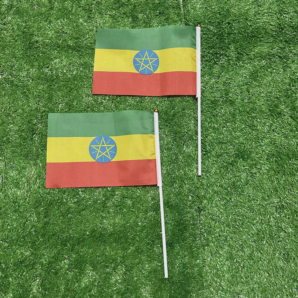 Ethiopië Handvlaggetjes 21x14cm met Plastic Stok - Set van 10, 20, 50 of 100 stuks