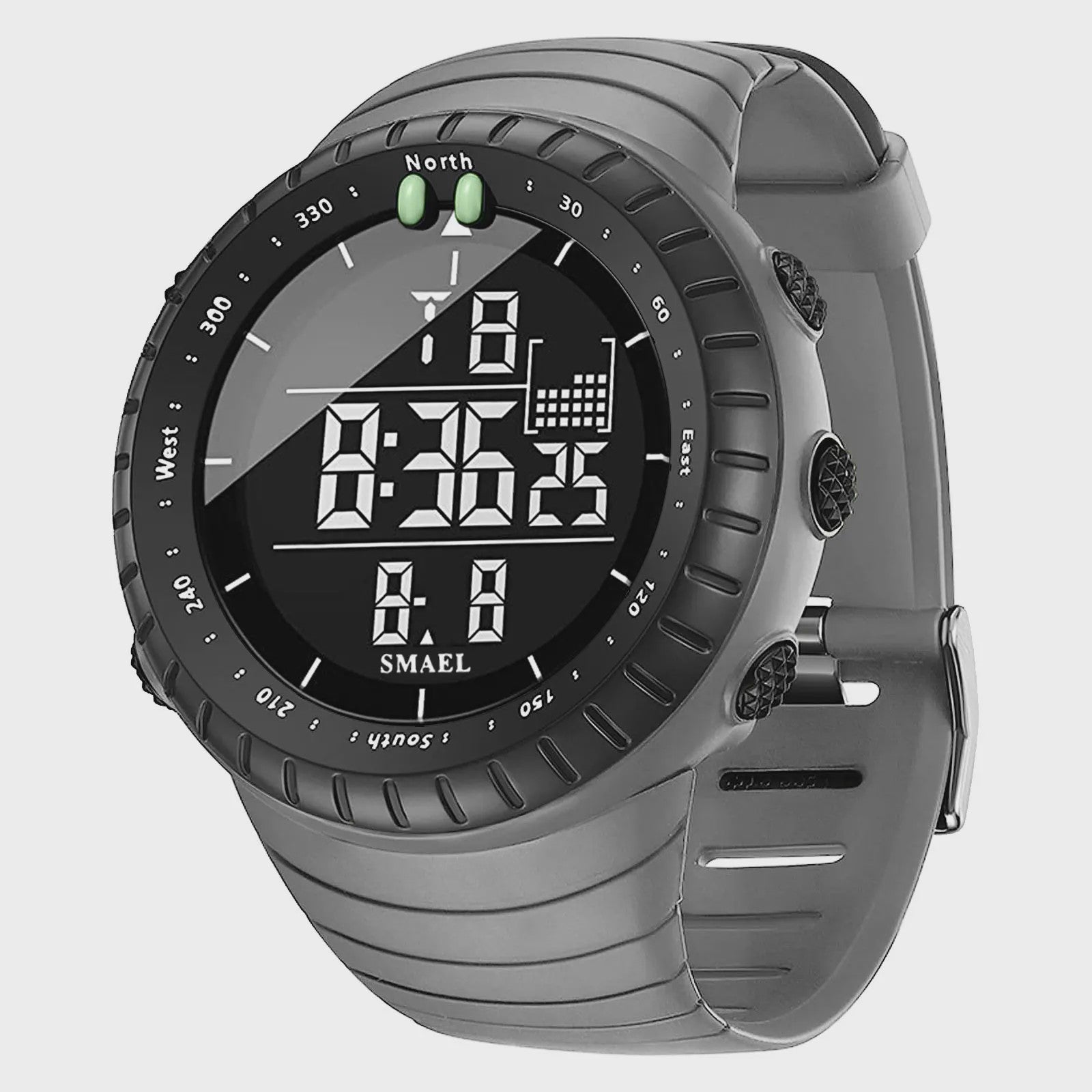 SMAEL Heren Sport Horloge - Waterdicht 50M, Digitaal LED met Alarm & Grote Wijzerplaat