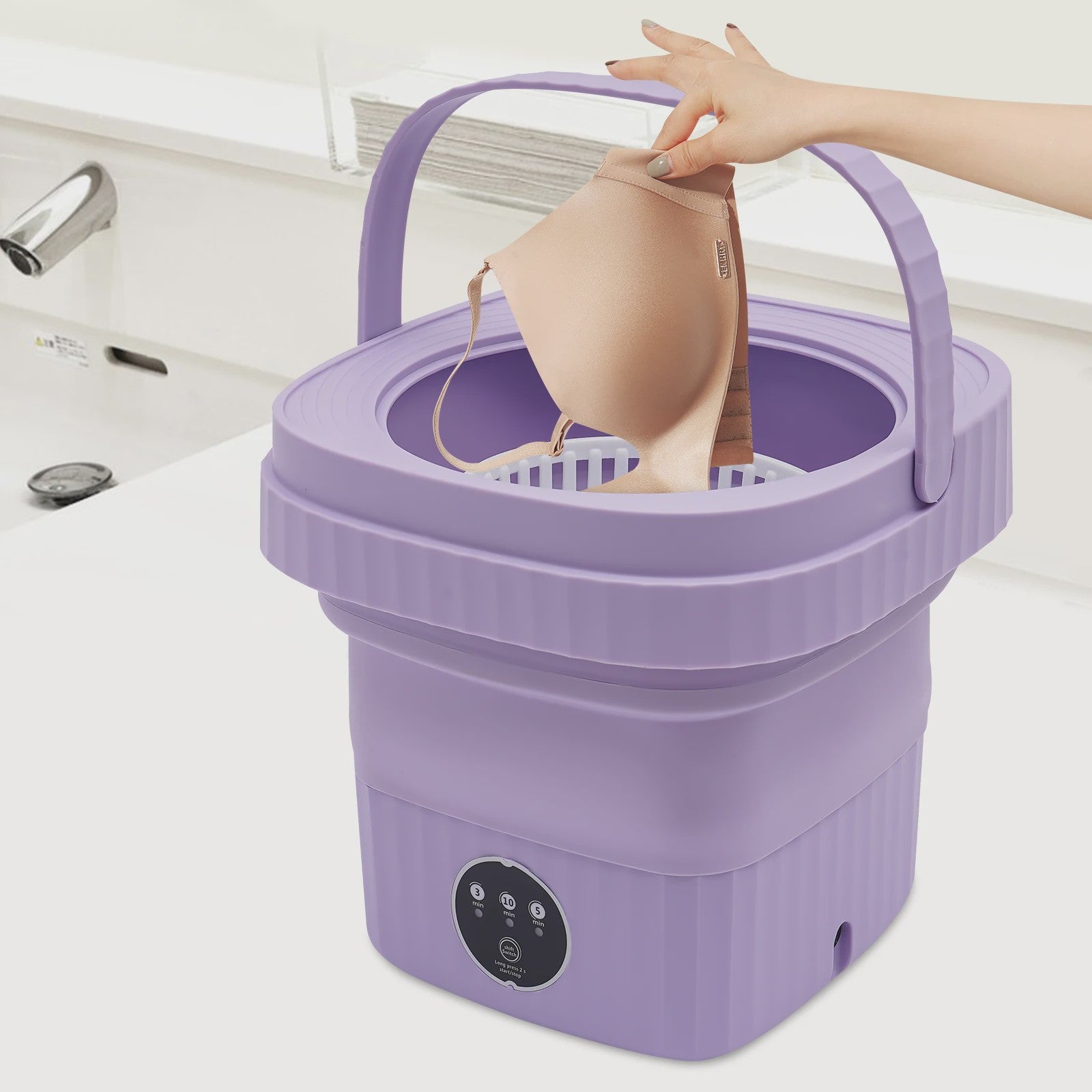 Opvouwbare Mini Wasmachine - Draagbare Compacte Washer met 3 standen voor Ondergoed, Babykleding & Reizen