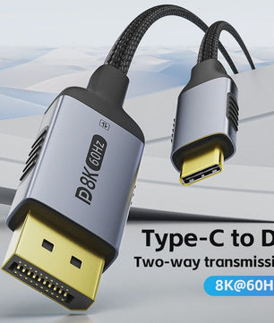 USB-C naar DisplayPort 2.1 Kabel - 8K@60Hz, 4K@144Hz - Thunderbolt 4/3 Compatibel