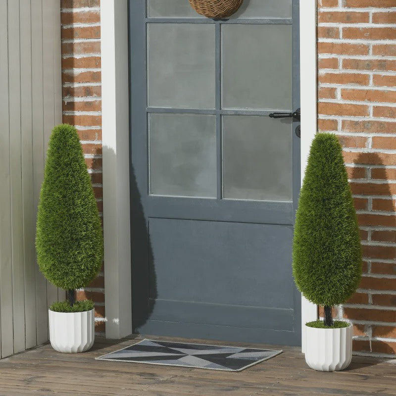 Set van 2 Kunstcipressen 90 cm met Pot en Mos - Decoratieve Kunstplant voor Binnen en Buiten
