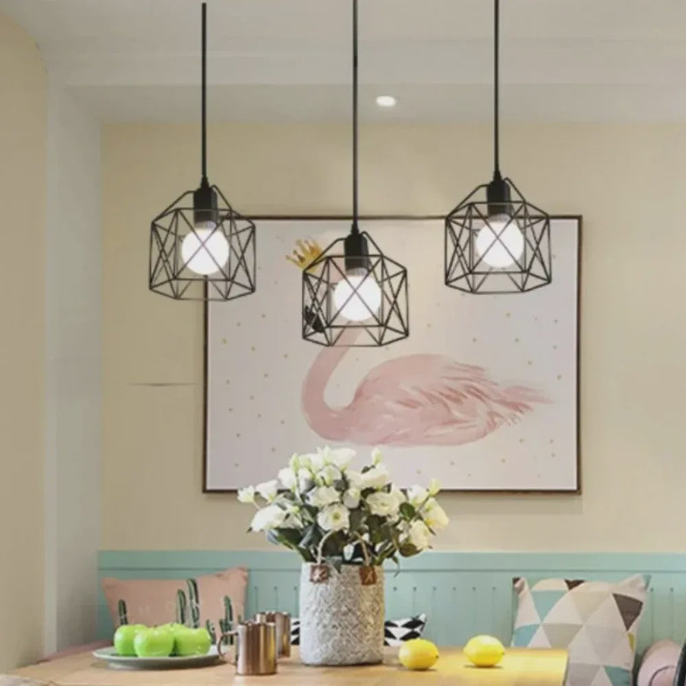 Industriële Vintage Hanglamp LED - Metalen Kooi Design voor Keuken, Woonkamer