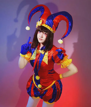 Pomni Cosplay Kostuum - The Amazing Digital Circus Clown Uniform