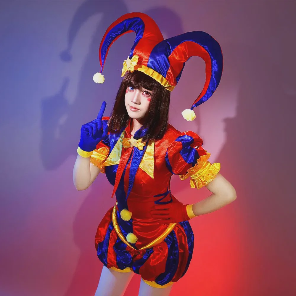 Pomni Cosplay Kostuum - The Amazing Digital Circus Clown Uniform