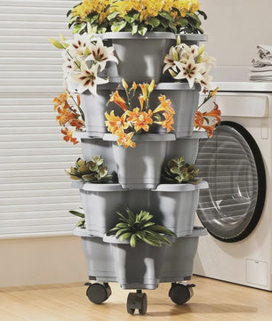 Stapelbare Verticale Bloementoren met Wieltjes - 5 Lagen Aardbeienplanter