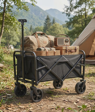 Opvouwbare Kampeerwagen met Wielen - 75KG Draagkracht - Ideaal voor Tuin, Strand & Festivals