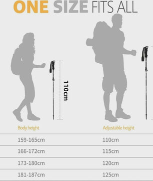 Set van 2 Ultralichte Opvouwbare Trekkingstokken - Telescopisch, Verstelbaar voor Wandelen, Outdoor & Camping