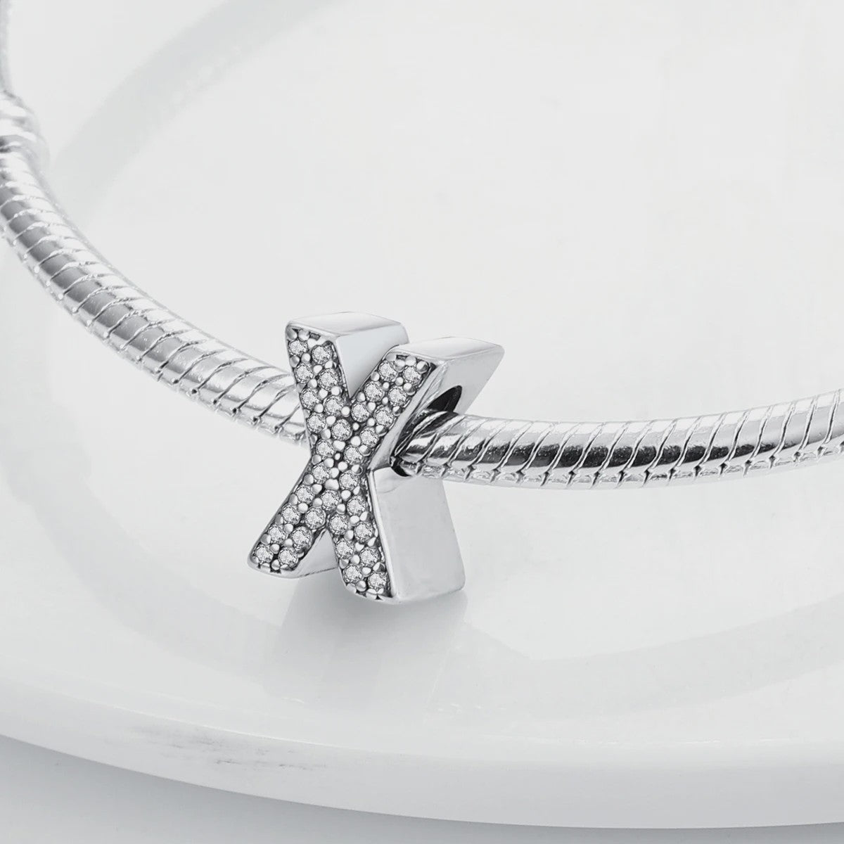 925 Sterling Zilver Letter Bedels A-Z met Zirkonia - Personaliseer je Armband