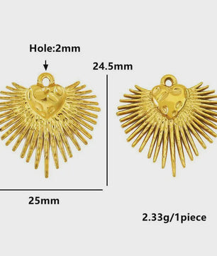 Set van 4 Gouden Bedeltjes: Zon, Hart, Schelp, Vis & Cactus - Roestvrij Staal 18k Goud PVD - DIY Sieraden Maken