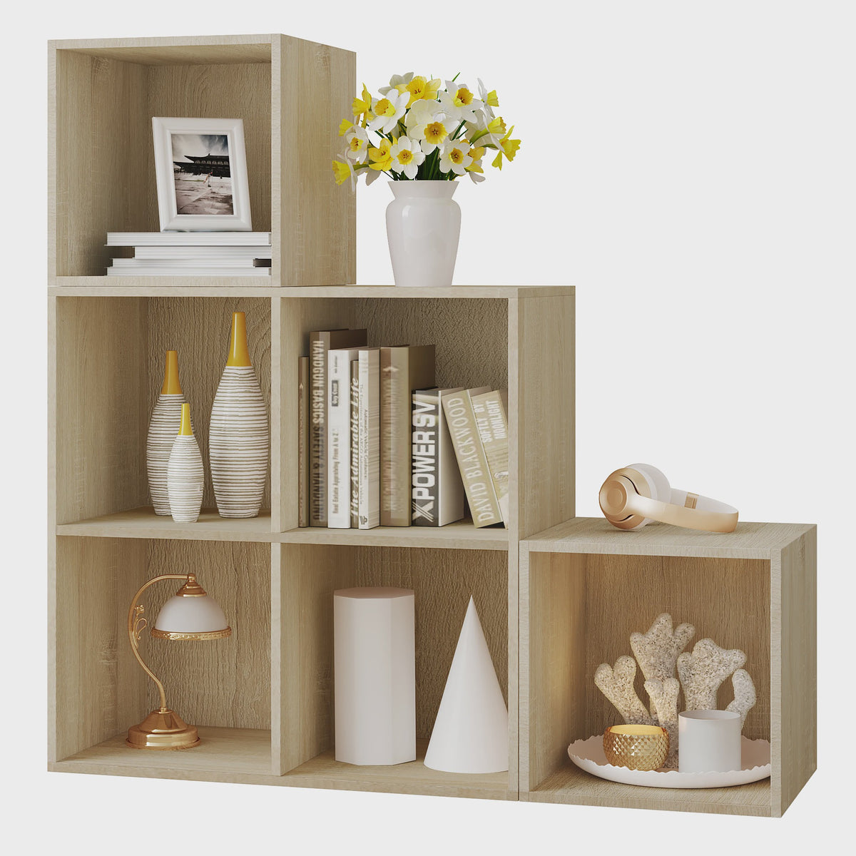 Witte Boekenkast met 6 Vakken - Modulaire Kubus Opbergkast voor Woonkamer, Slaapkamer en Hal
