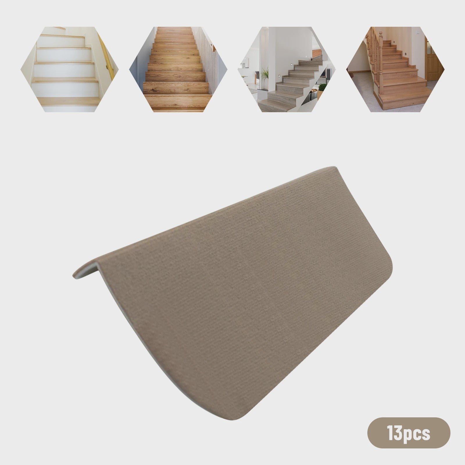 13x Beige Antislip Traptrede Matten - 55x24cm - Bescherming en Veiligheid voor Elke Trap