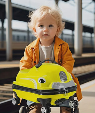 Vrolijke 20-Inch Kinderkoffer in Cartoon Auto Design - Stevig ABS PC met Spinnerwielen