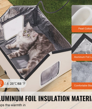 Verwarmd Kattenhuis Buiten - Waterdicht, Verstelbare Temperatuur & Timer
