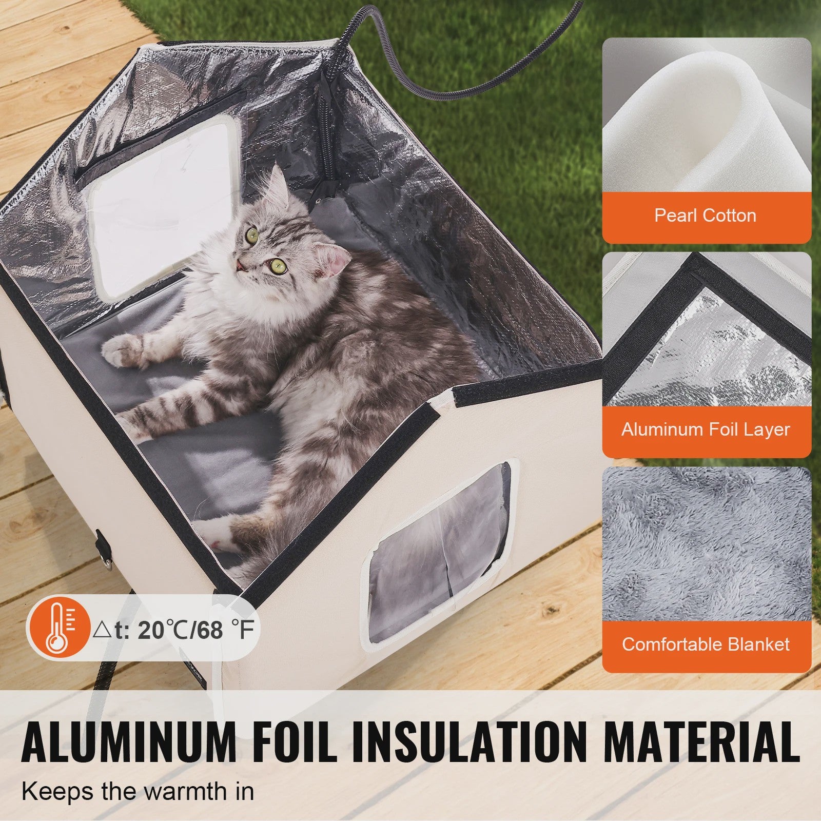 Verwarmd Kattenhuis Buiten - Waterdicht, Verstelbare Temperatuur & Timer