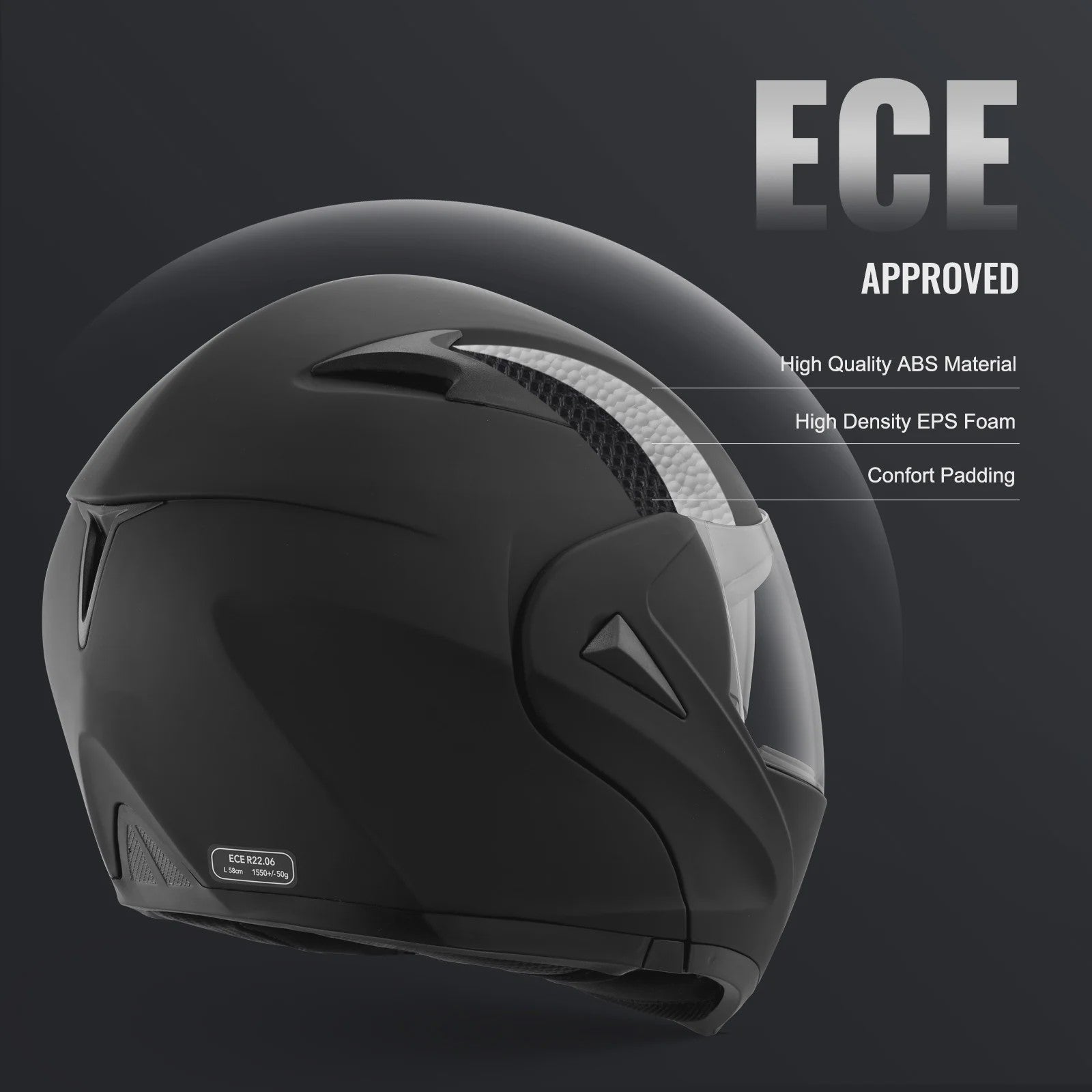 SucceBuy Motorhelm Unmasked ABS & EPS - Veilig, Comfortabel & Verstelbaar met Dubbel Vizier