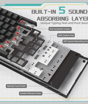 AJAZZ AK820 Mechanisch Gaming Toetsenbord 75% Layout met Volumeknop & RGB