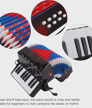 Compacte Zwarte Accordion met 17 Toetsen en 8 Bassen - Muzikaal Speelplezier