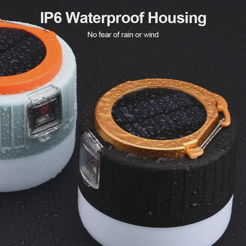 Draagbare LED Campinglamp met Solar & USB Opladen - Waterdicht en Krachtig