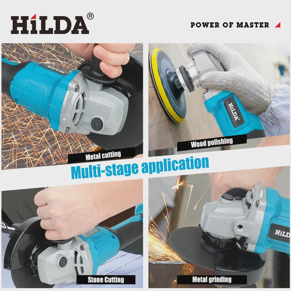 HILDA Brushless Accu Haakse Slijper 700W - 125mm - 2500-9000 RPM
