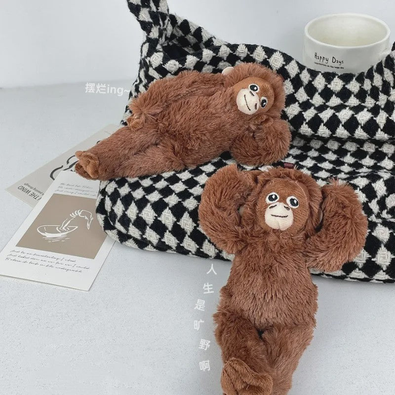 Schattige Aap Pluche Hanger - Gorilla Knuffel voor Rugzak & Sleutelhanger