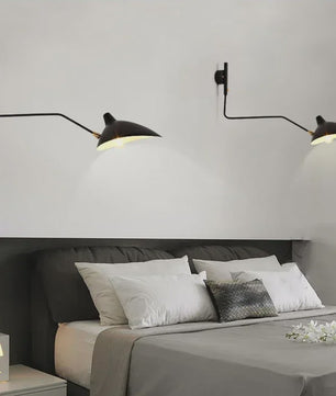 Industriële Zwarte Aluminium Wandlamp met Lange Arm - Verstelbaar LED Licht