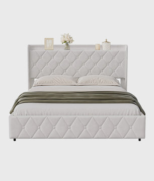 Modern Gestoffeerd Bed met Hydraulische Opbergruimte - 90x200cm of 140x200cm