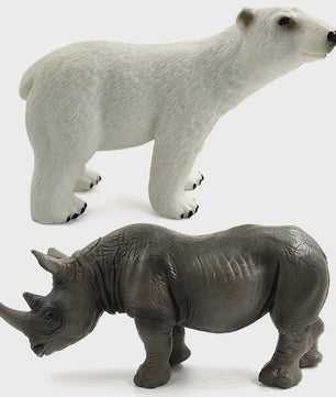 Set Dierenfiguren: Panda, Hert, Nijlpaard, Neushoorn, IJsbeer, Giraf, Kameel & Zebra - Decoratie Beeldjes