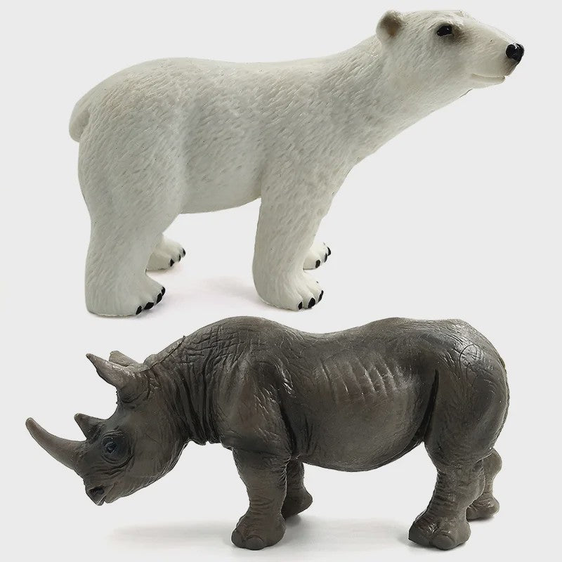 Set Dierenfiguren: Panda, Hert, Nijlpaard, Neushoorn, IJsbeer, Giraf, Kameel & Zebra - Decoratie Beeldjes