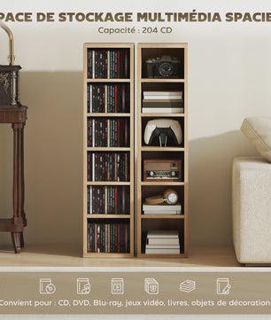 HOMCOM Set van 2 Houten Opbergkasten voor CD/DVD - Eiken Kleur
