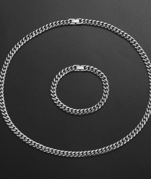 Set: 8MM Roestvrij Staal Vergrendelde Cubaanse Ketting & Armband voor Heren