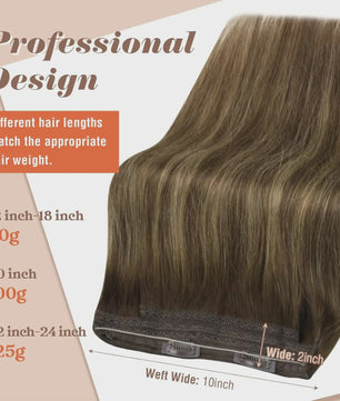 VeSunny Invisble Wire Hair Extensions - Remy Menselijk Haar, Balayage Kleuren, 1 Stuk