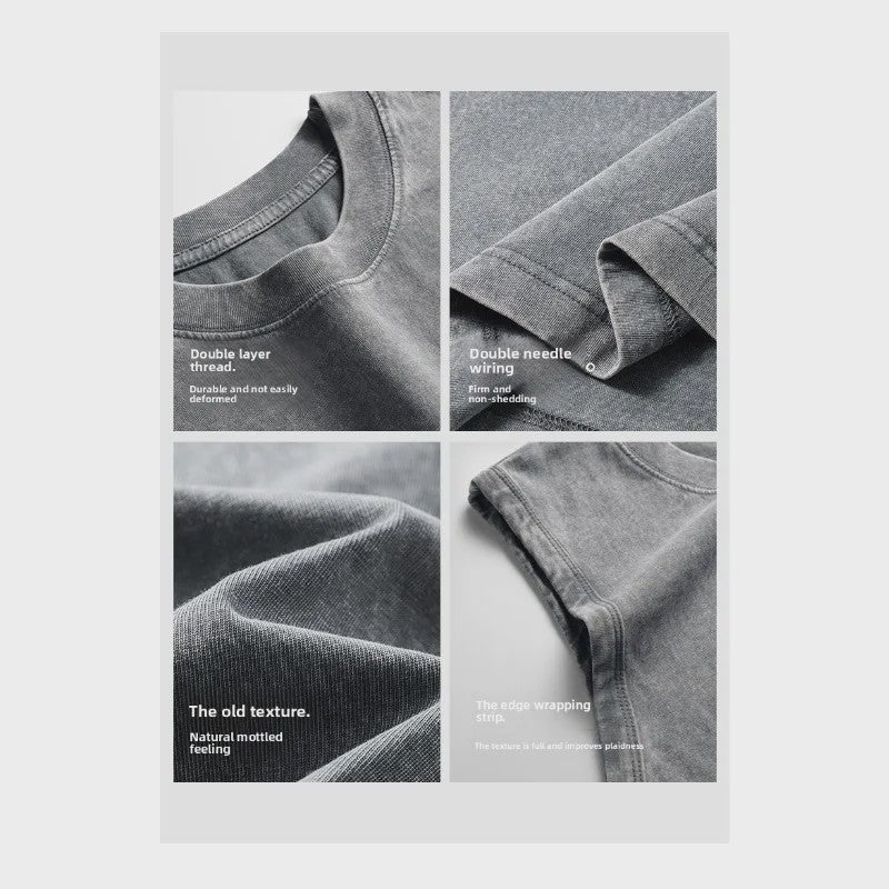 Herenshirt Mouwloos 230g Katoen - Retro Washed & Distressed Look