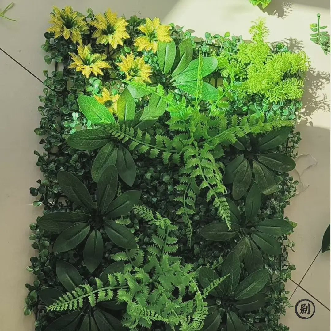 Kunstplant Muurpaneel Groen met Gras en Buxus - Decoratieve Privacy Schutting voor Buiten