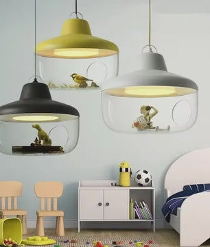 Moderne Glazen LED Hanglamp met Decoratieve Elementen - Sfeervolle Verlichting voor Woonkamer & Kinderkamer