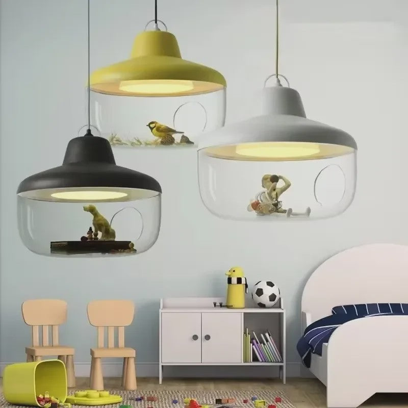 Moderne Glazen LED Hanglamp met Decoratieve Elementen - Sfeervolle Verlichting voor Woonkamer & Kinderkamer