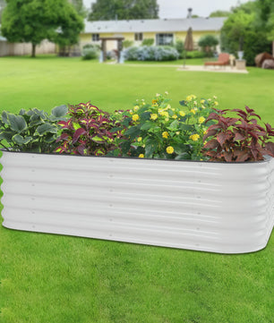 Verhoogd Plantenbed Verzinkt Staal Ovaal 195x60x43cm - Wit/Lichtgrijs