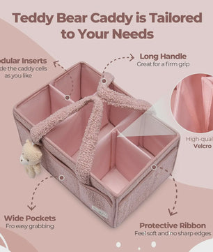 Luxe Baby Luiertas Organizer met Knuffelbeer - Opbergmand voor Commode & Luiers