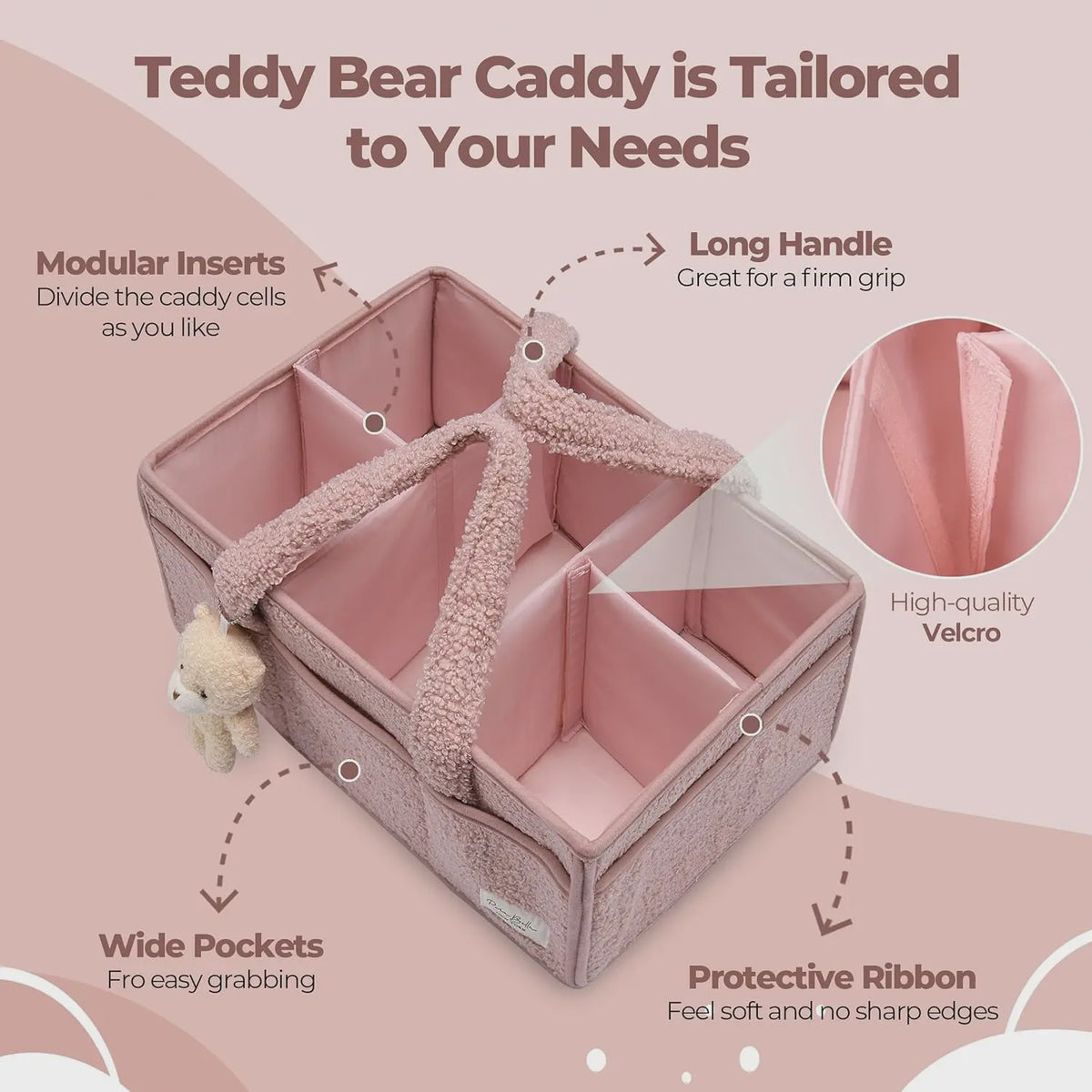 Luxe Baby Luiertas Organizer met Knuffelbeer - Opbergmand voor Commode & Luiers