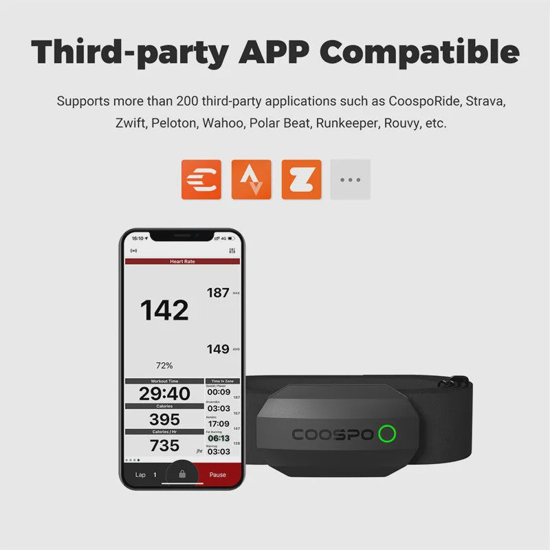 COOSPO H808S Hartslagmeter Borstband - ANT+ & Bluetooth - IP67 Waterdicht