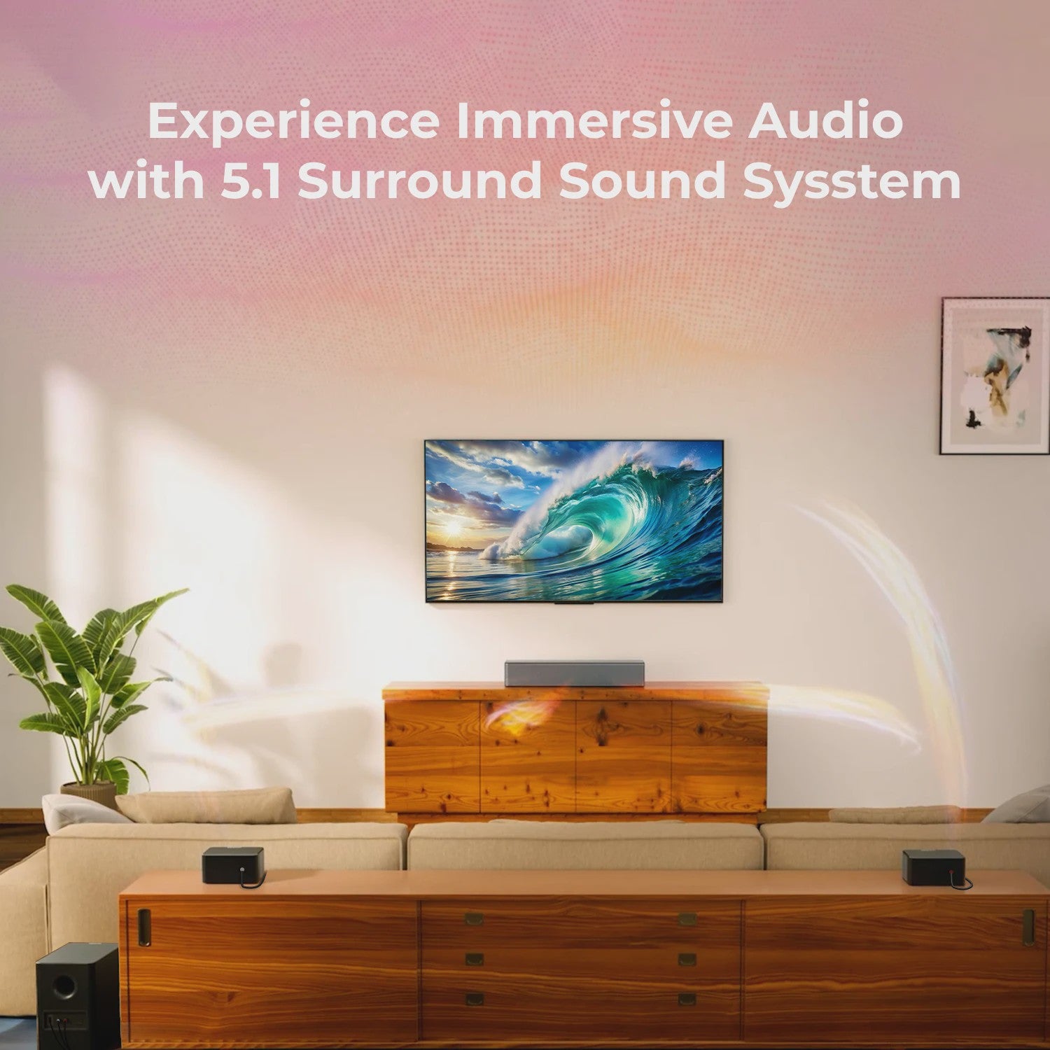 ULTIMEA 5.1 Dolby Atmos Soundbar met Draadloze Subwoofer & Achterluidsprekers - 450W Home Theater Systeem