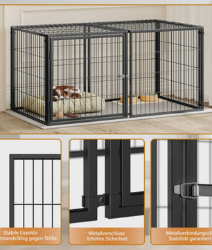 Modulaire Hondenkennel 120x60x60cm - Zwart Metaal met PVC Coating & Veilige Deur