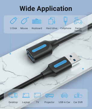 Vention USB 3.0 Verlengsnoer - Snelle Dataoverdracht voor PC, TV, Console & Meer
