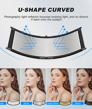 U-vormige Studio Reflector 4-in-1 (Goud/Zilver/Wit/Zwart) - 108cm/176cm